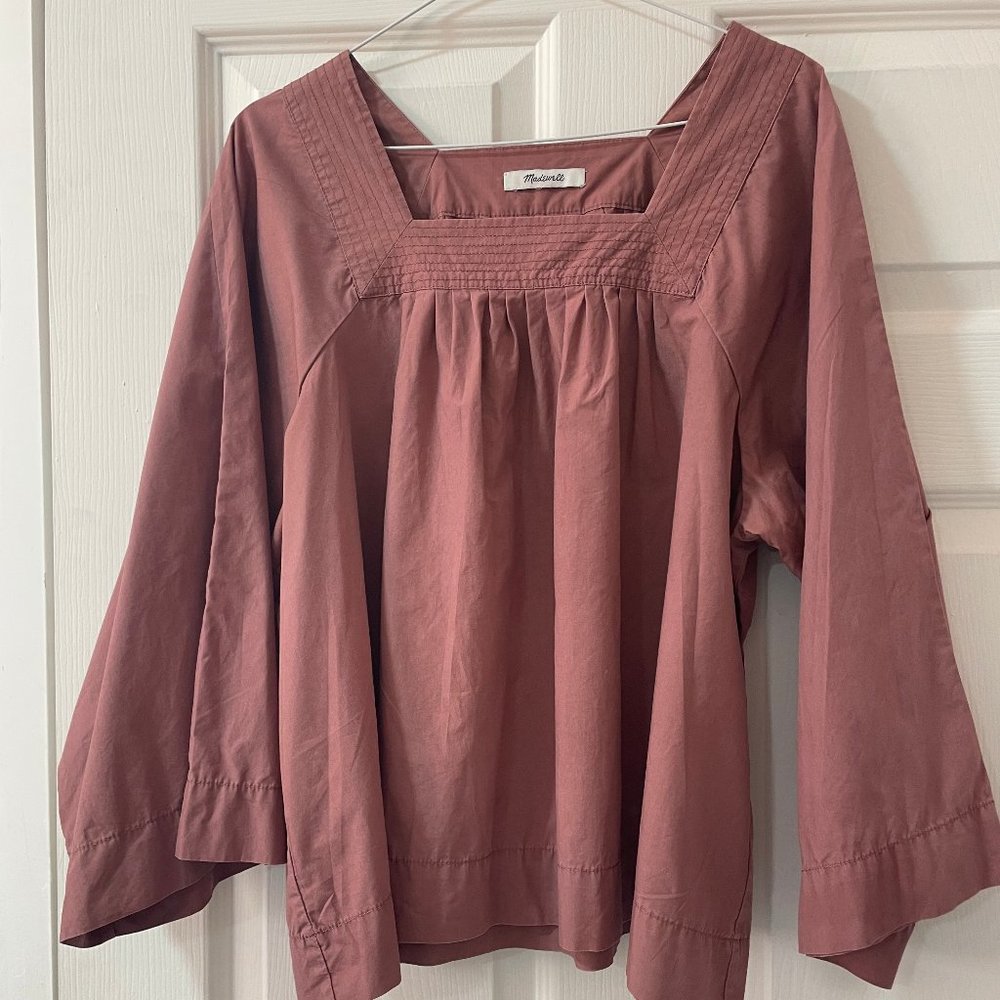 Madewell Millennial Pink Square-neck Top